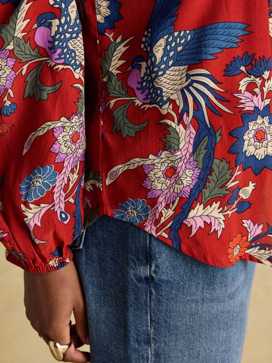 Ava Red Popover Blouse - RUTHERFORD & Co