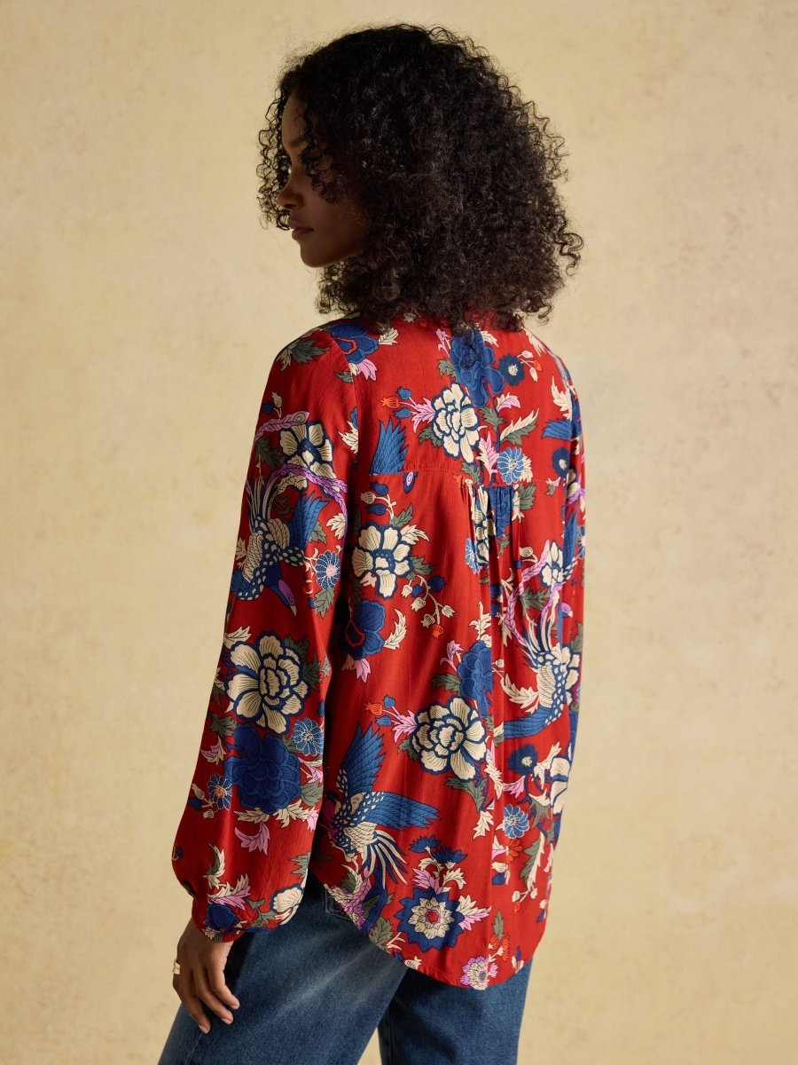 Ava Red Popover Blouse - RUTHERFORD & Co
