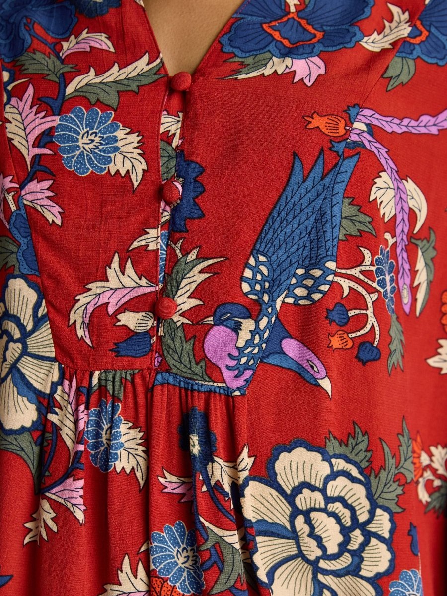 Ava Red Popover Blouse - RUTHERFORD & Co