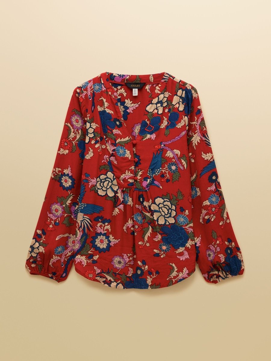 Ava Red Popover Blouse - RUTHERFORD & Co