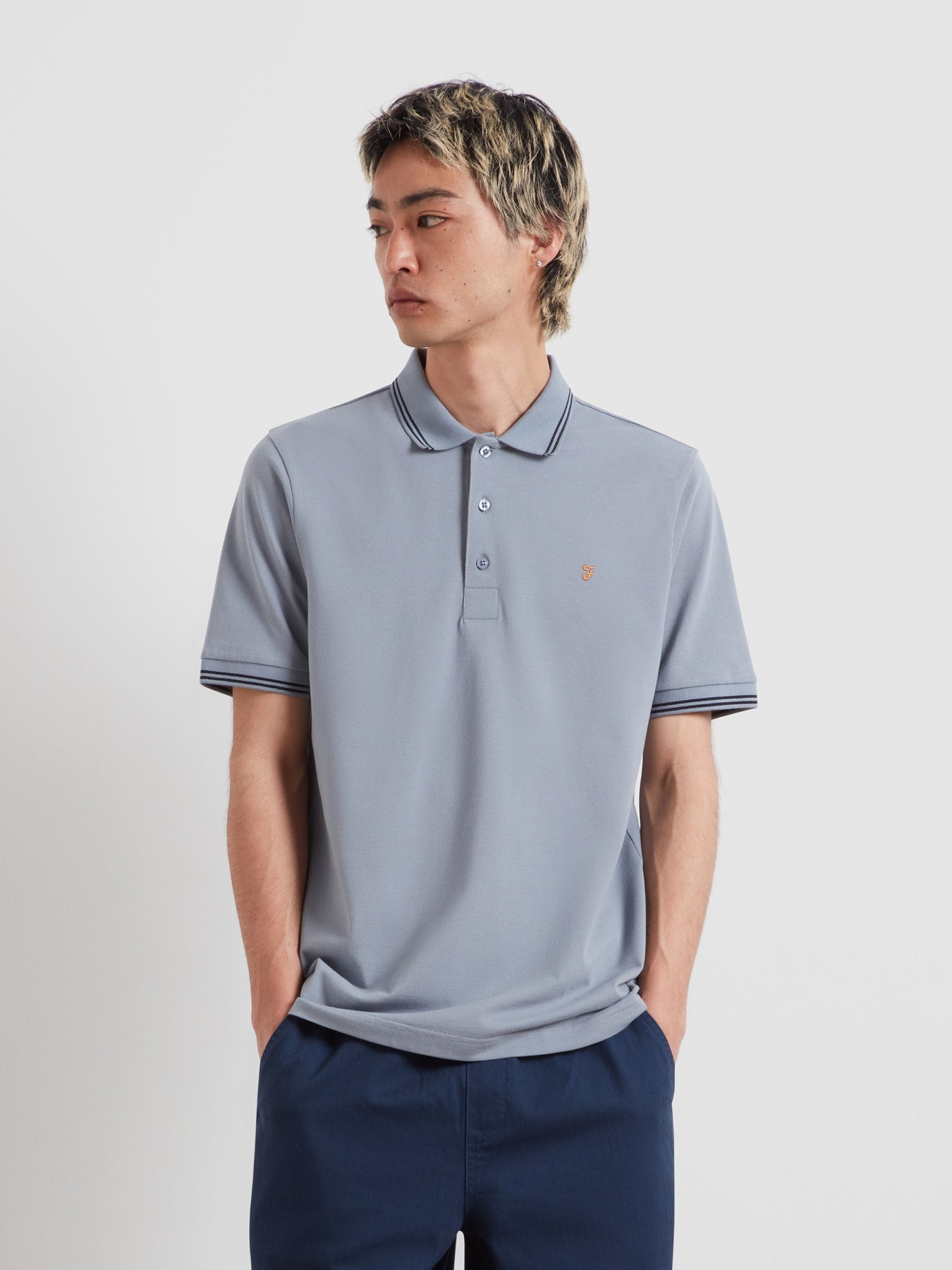 Bowes Tipped Polo Shirt In Icelandic Blue
