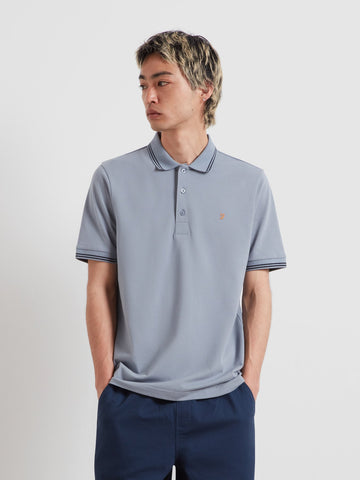Bowes Tipped Polo Shirt In Icelandic Blue