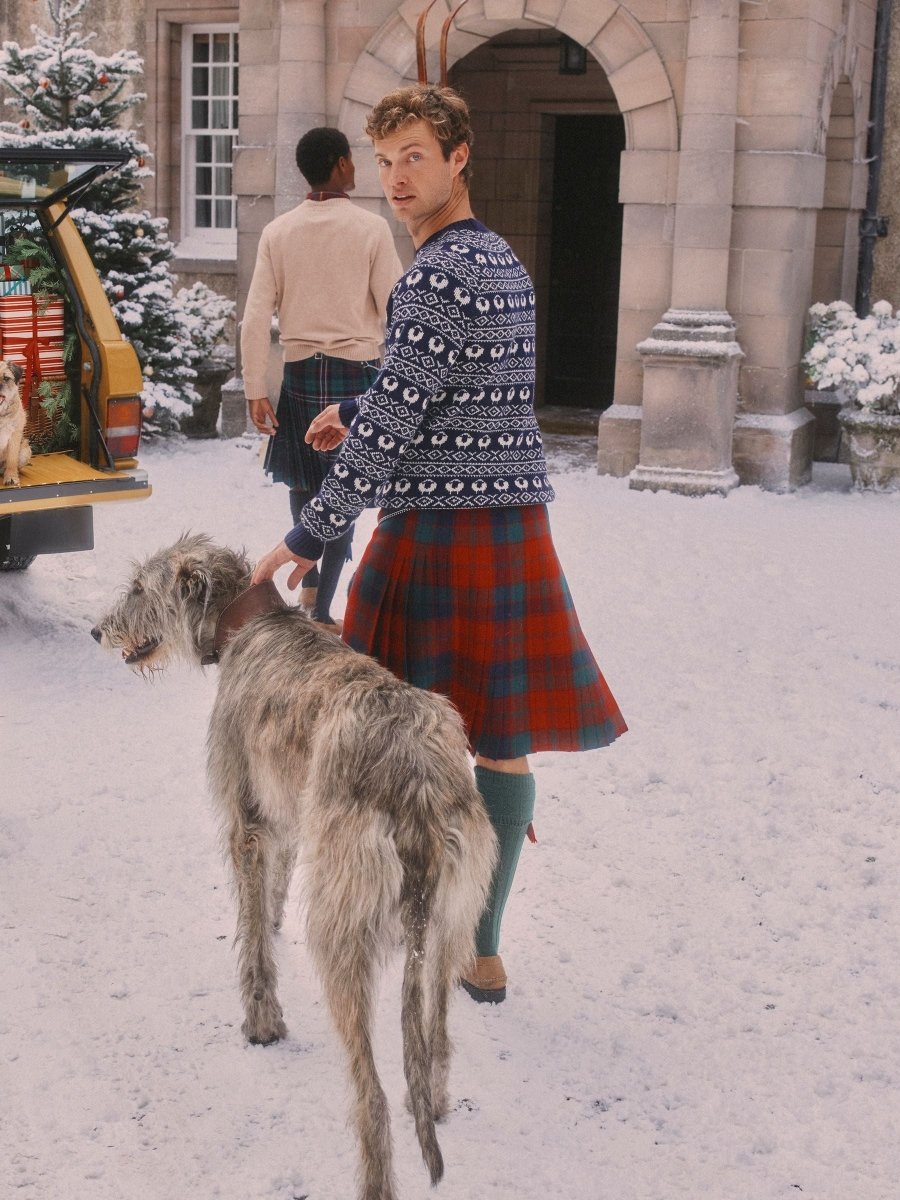 Baa Humbug Navy Intarsia Christmas Jumper - RUTHERFORD & Co