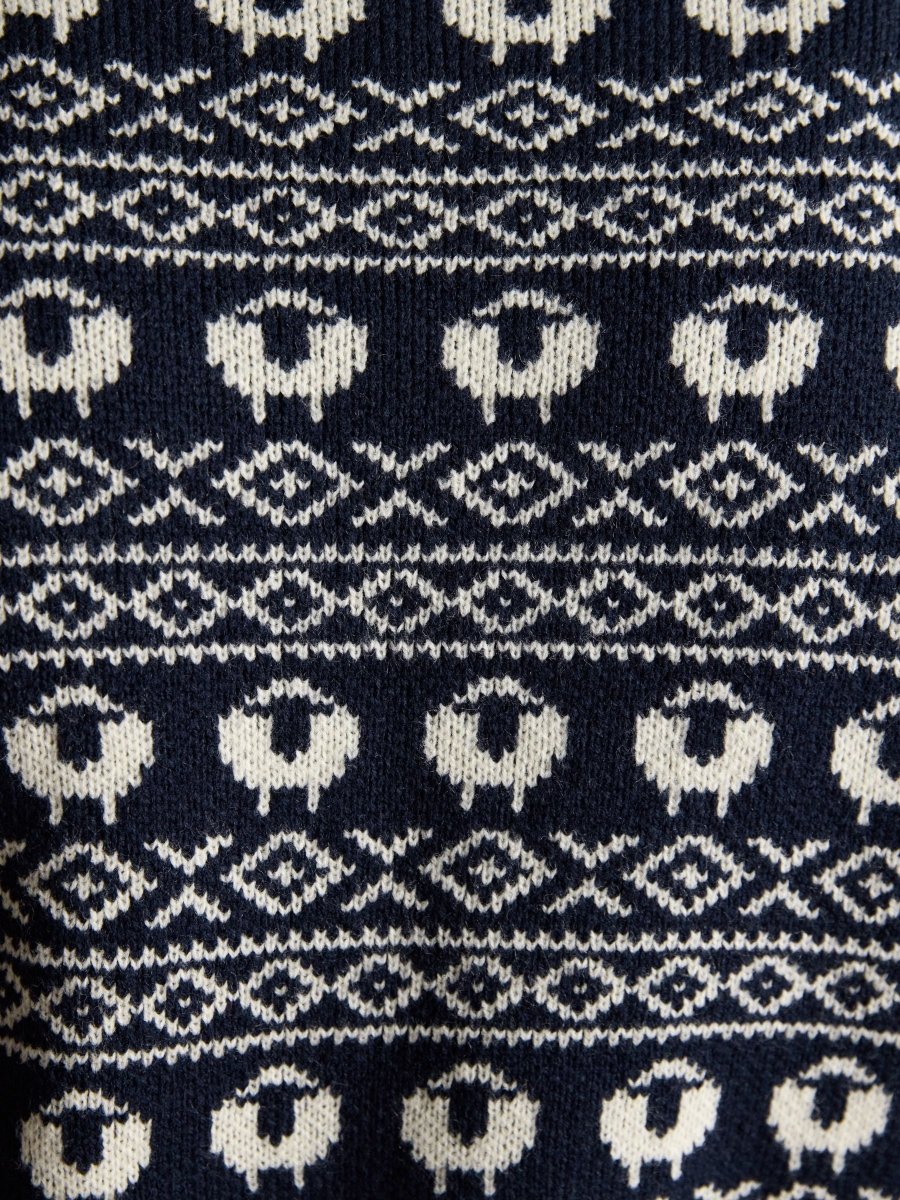 Baa Humbug Navy Intarsia Christmas Jumper - RUTHERFORD & Co