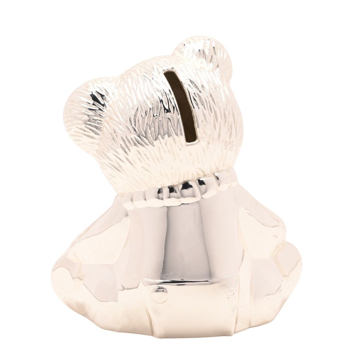 Bambino Silver Plated Teddy Bear W Book Money Box - RUTHERFORD & Co