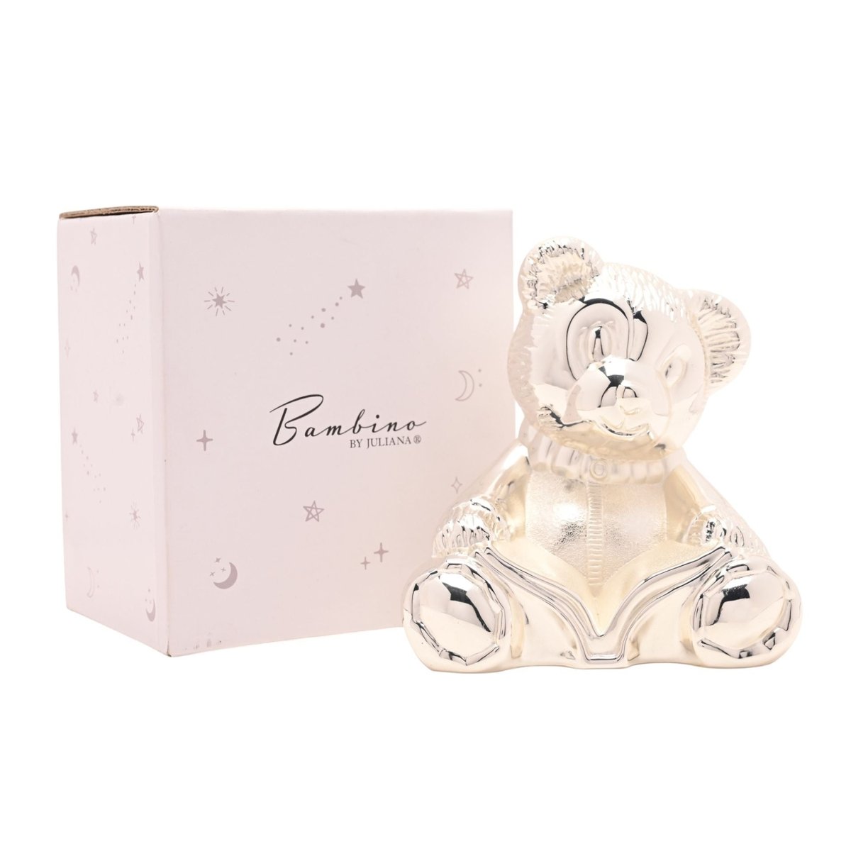 Bambino Silver Plated Teddy Bear W Book Money Box - RUTHERFORD & Co
