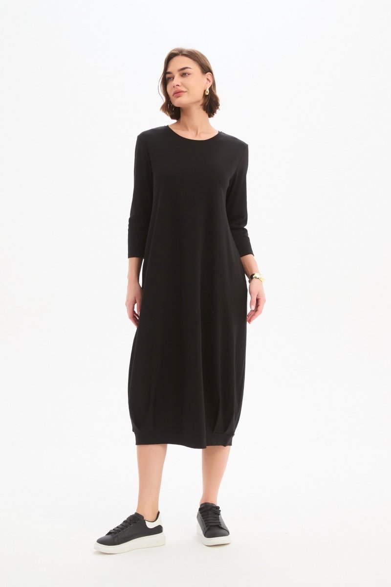 Banded Hem Jersey Dress Black - RUTHERFORD & Co