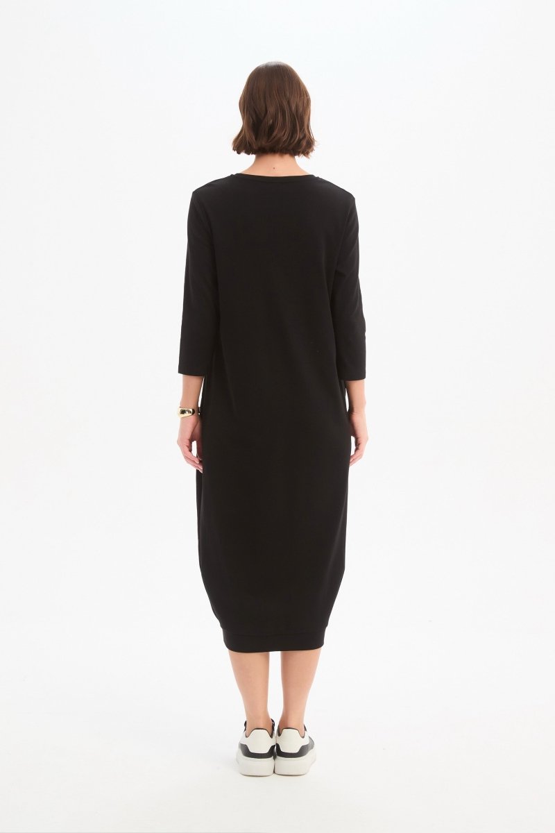Banded Hem Jersey Dress Black - RUTHERFORD & Co