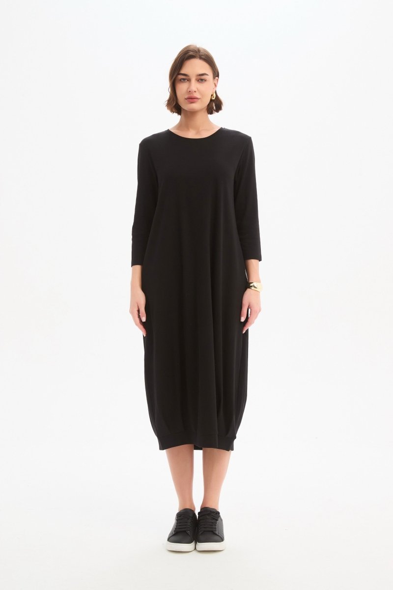 Banded Hem Jersey Dress Black - RUTHERFORD & Co