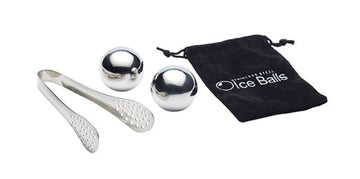 BarCraft 3 Piece Stainless Steel Ice Balls, Tongs and Storage Bag - RUTHERFORD & Co
