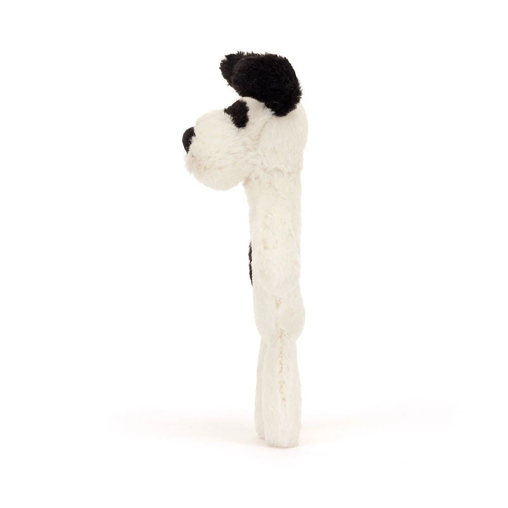 Bashful Black & Cream Puppy Ring Rattle - RUTHERFORD & Co