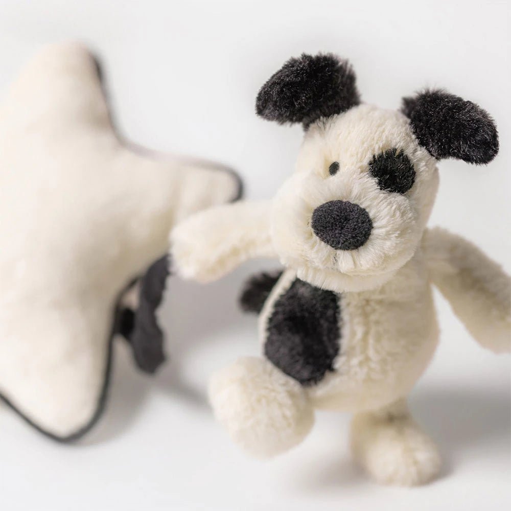 Bashful Rufferty Black & Cream Puppy Musical Pull - RUTHERFORD & Co