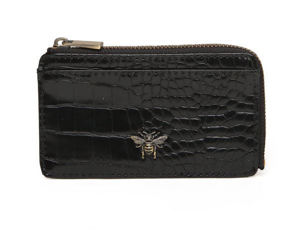 Bath Honeycomb Coin Card Purse/Black Croc - RUTHERFORD & Co