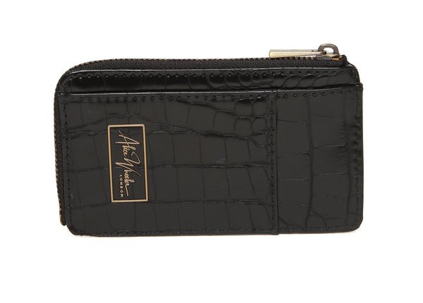 Bath Honeycomb Coin Card Purse/Black Croc - RUTHERFORD & Co