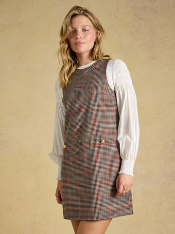 Beatrice Brown Check Ada Shift Mini Dress - RUTHERFORD & Co
