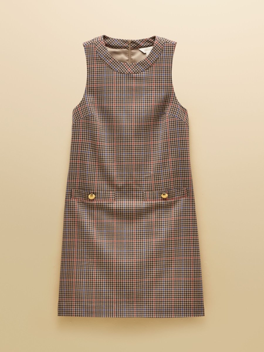 Beatrice Brown Check Ada Shift Mini Dress - RUTHERFORD & Co