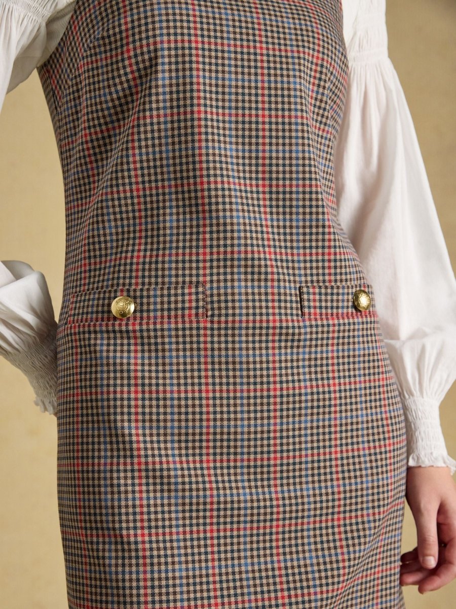 Beatrice Brown Check Ada Shift Mini Dress - RUTHERFORD & Co