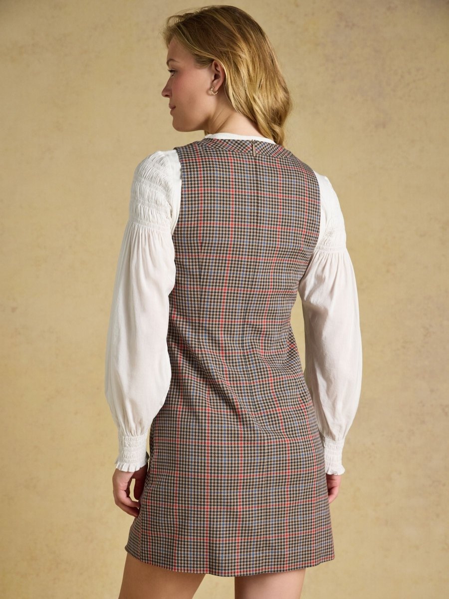 Beatrice Brown Check Ada Shift Mini Dress - RUTHERFORD & Co