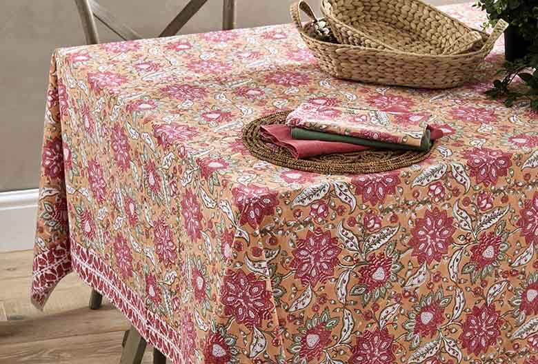Beatrice handblock print tablecloth (180x270cm) - RUTHERFORD & Co