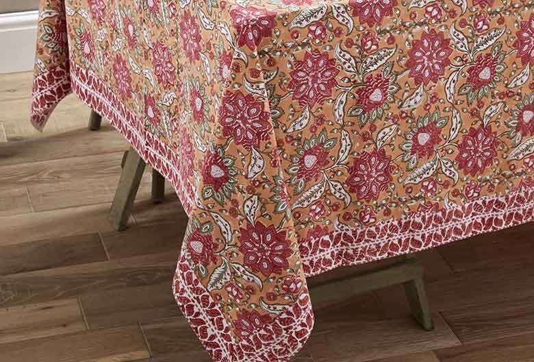 Beatrice handblock print tablecloth (180x270cm) - RUTHERFORD & Co