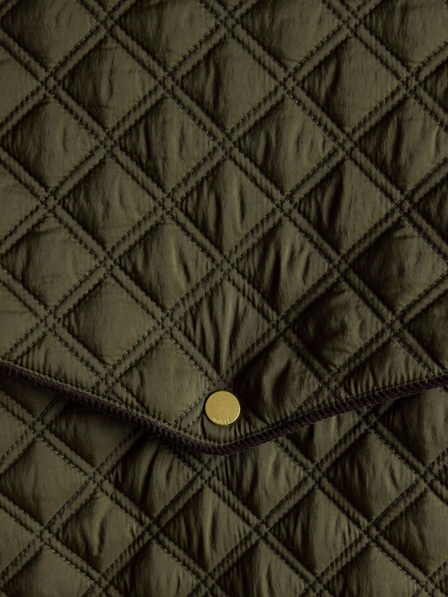 Beatrix Khaki Green Showerproof Diamond Quilted Coat - RUTHERFORD & Co