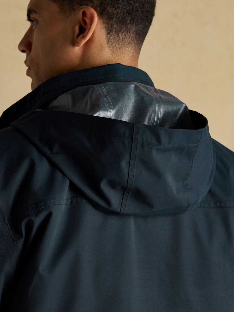 Beckett Navy Waterproof Field Coat With Packable Hood - RUTHERFORD & Co