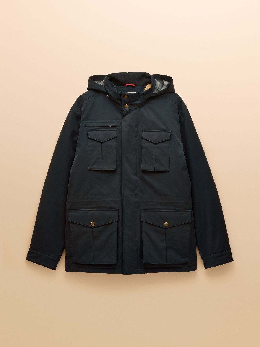 Beckett Navy Waterproof Field Coat With Packable Hood - RUTHERFORD & Co