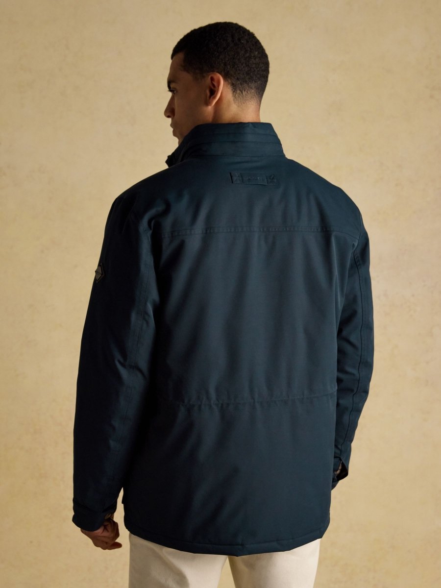 Beckett Navy Waterproof Field Coat With Packable Hood - RUTHERFORD & Co