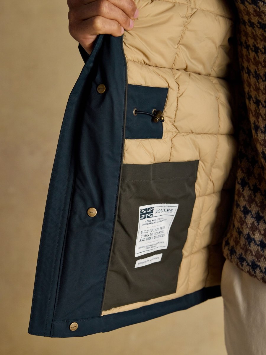 Beckett Navy Waterproof Field Coat With Packable Hood - RUTHERFORD & Co