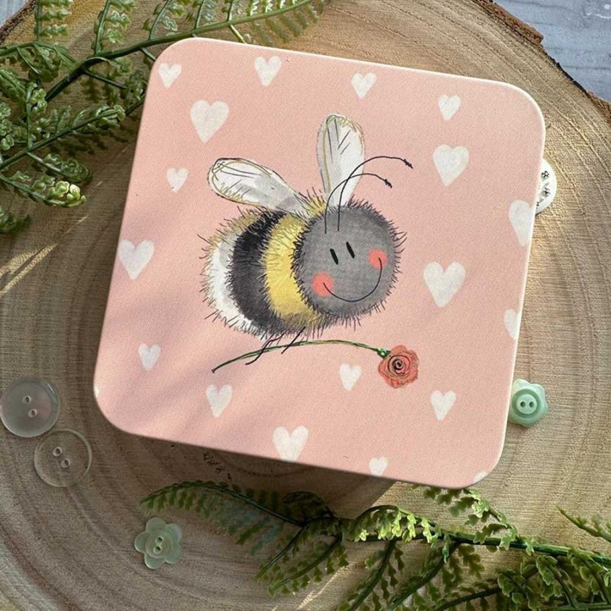 Bee and Flower Square Tin - RUTHERFORD & Co