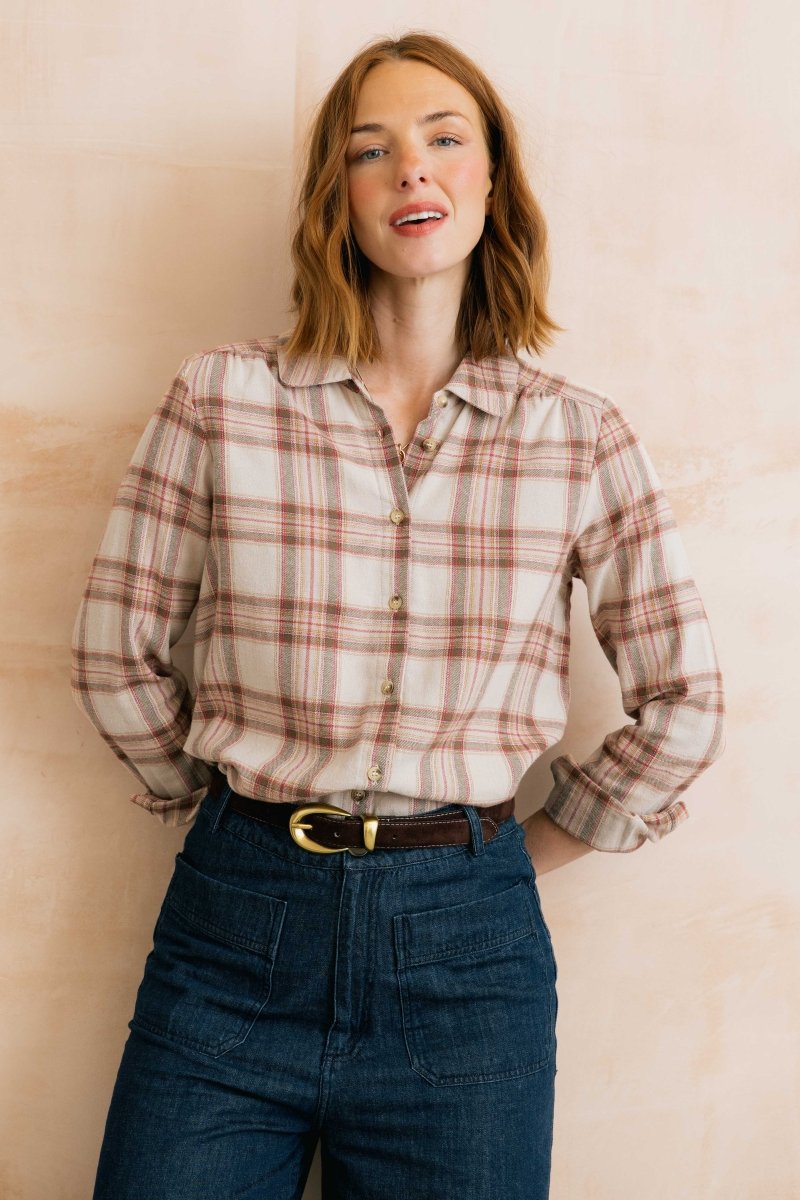 Beech Organic Brushed Cotton Checked Shirt Multi - RUTHERFORD & Co