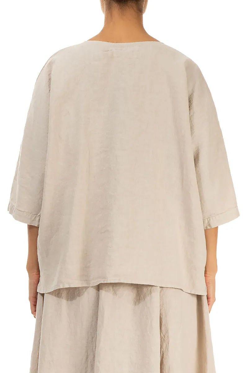 Beige Centre Placket Linen Jacket - RUTHERFORD & Co