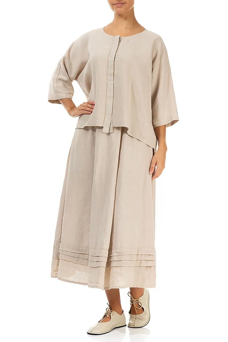 Beige Centre Placket Linen Jacket - RUTHERFORD & Co