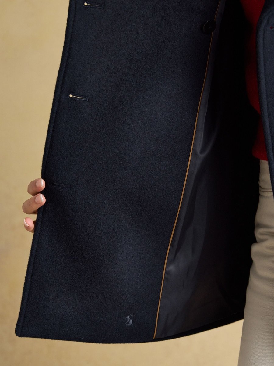 Belchamp Navy Wool Blend Peacoat with Beaded Badge - RUTHERFORD & Co