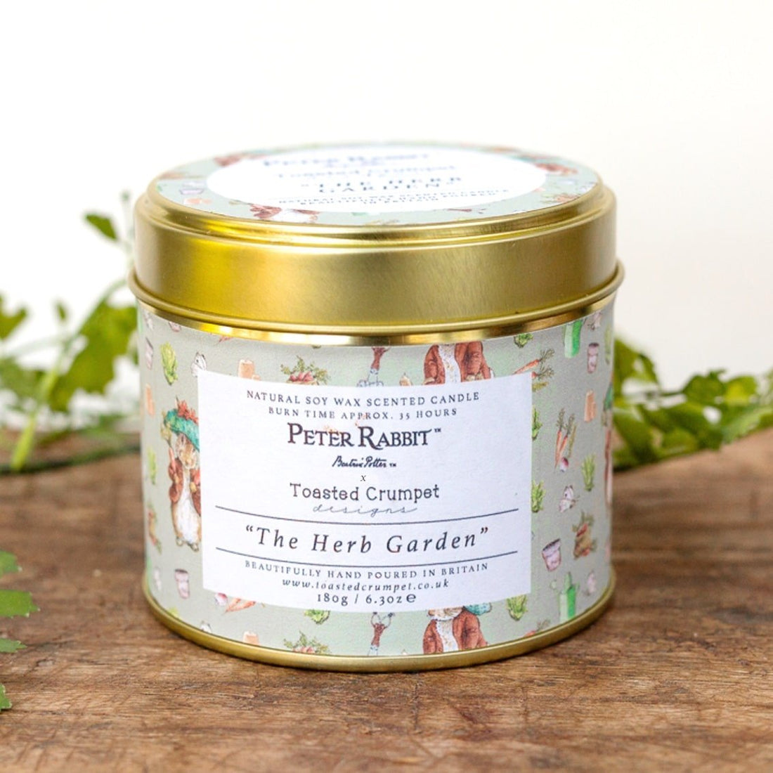 Benjamin Bunny “The Herb Garden” Candle in a Matt Gold Tin - RUTHERFORD & Co
