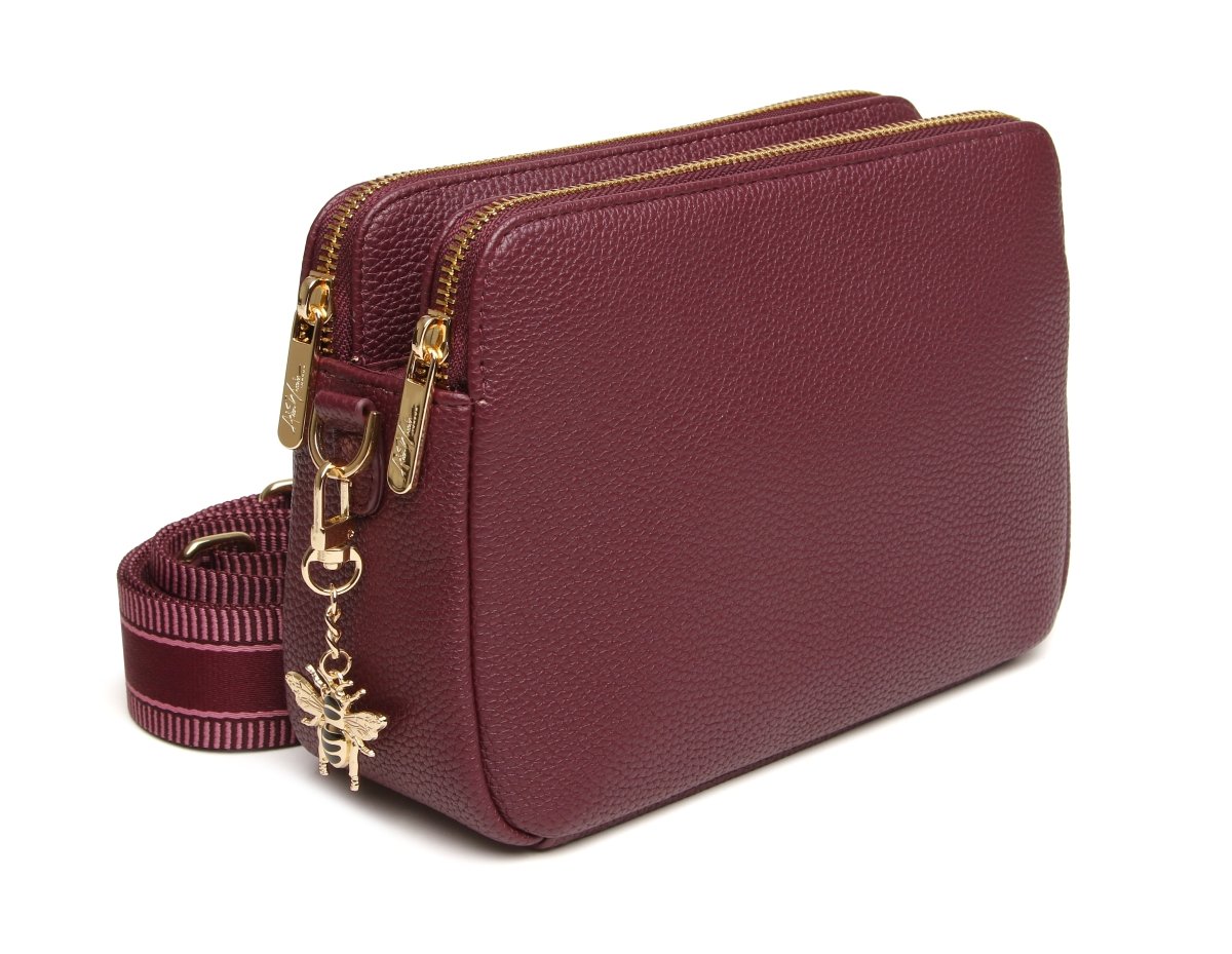 Berry - Dual Double Zip Crossbody Bag - RUTHERFORD & Co