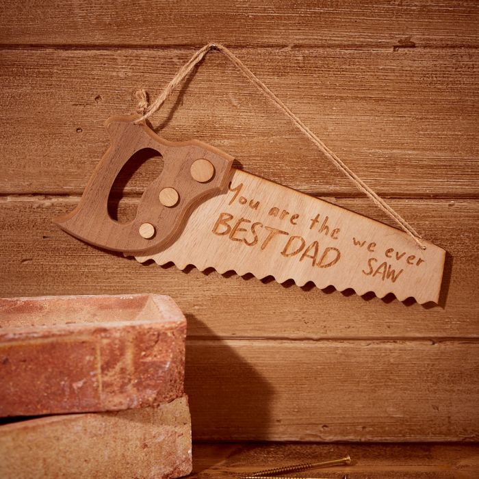 BEST DAD SHAPED SAW PLAQUE NATURAL WOOD - RUTHERFORD & Co