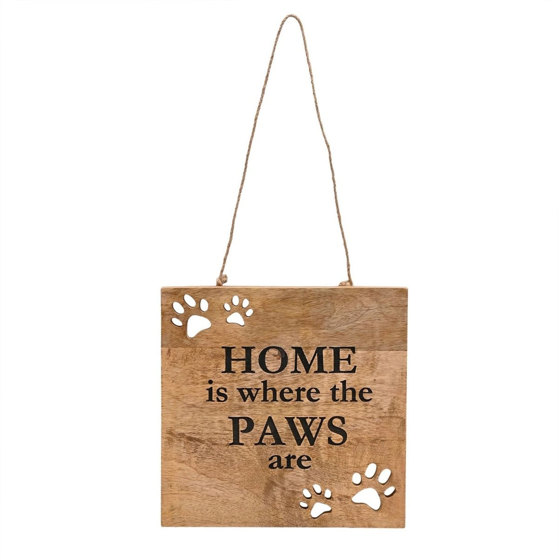 Best of Breed Paw Prints Mango Wood Plaque - "Home Is Where The Paws - RUTHERFORD & Co