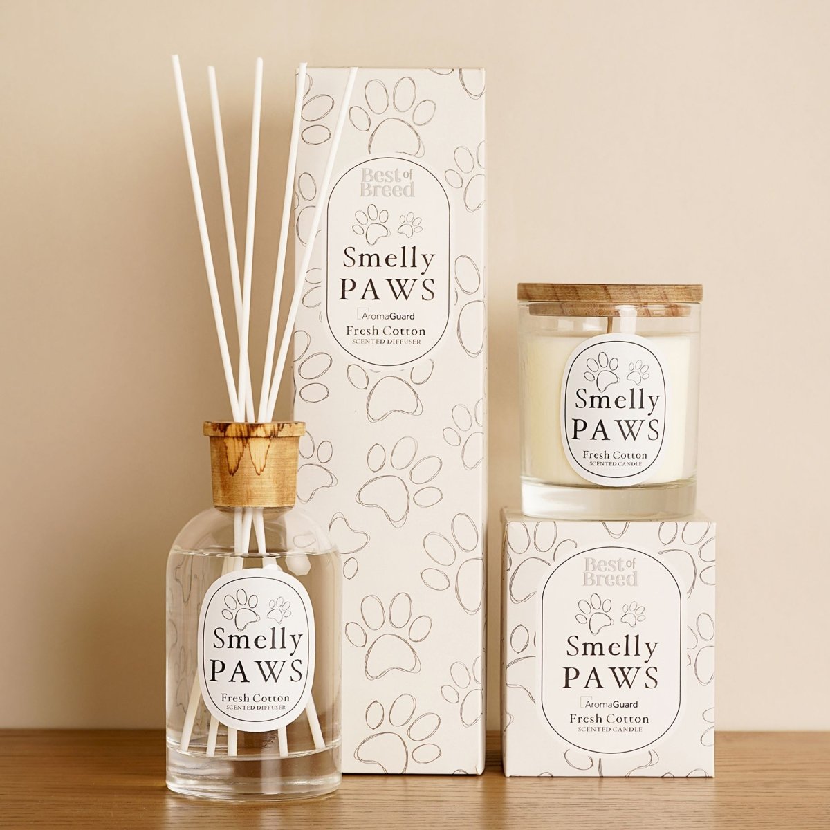 Best of Breed Smelly Paws 260g Candle - Fresh Cotton with Aroma Guard - RUTHERFORD & Co