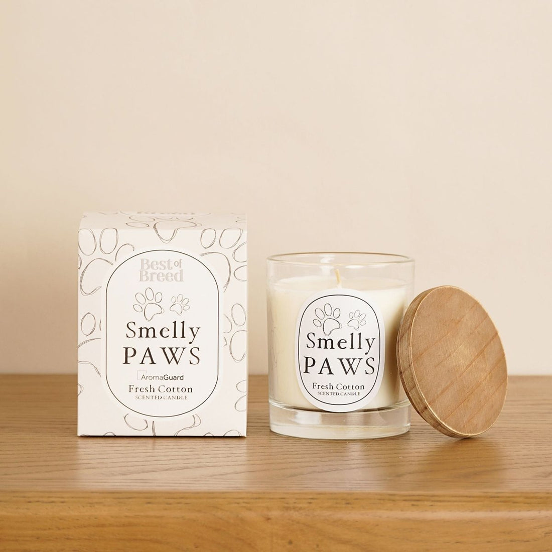 Best of Breed Smelly Paws 260g Candle - Fresh Cotton with Aroma Guard - RUTHERFORD & Co