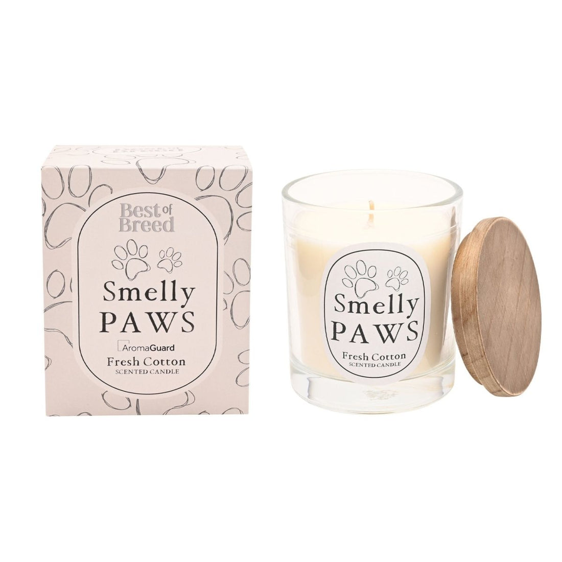 Best of Breed Smelly Paws 260g Candle - Fresh Cotton with Aroma Guard - RUTHERFORD & Co