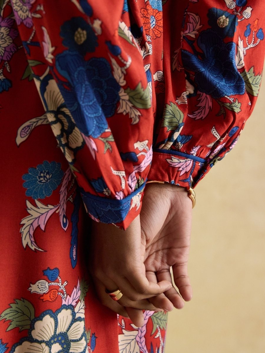 Bethany Red Midi Dress - RUTHERFORD & Co