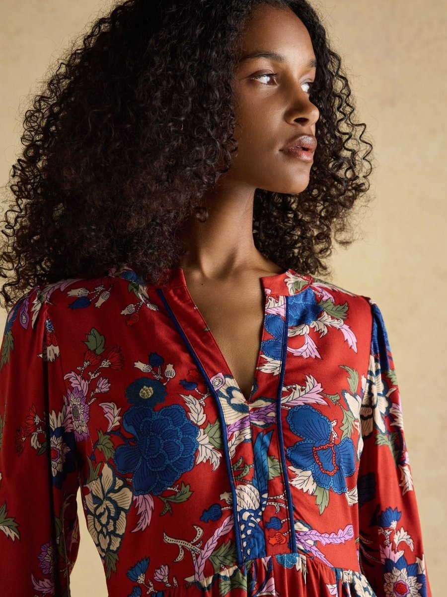 Bethany Red Midi Dress - RUTHERFORD & Co