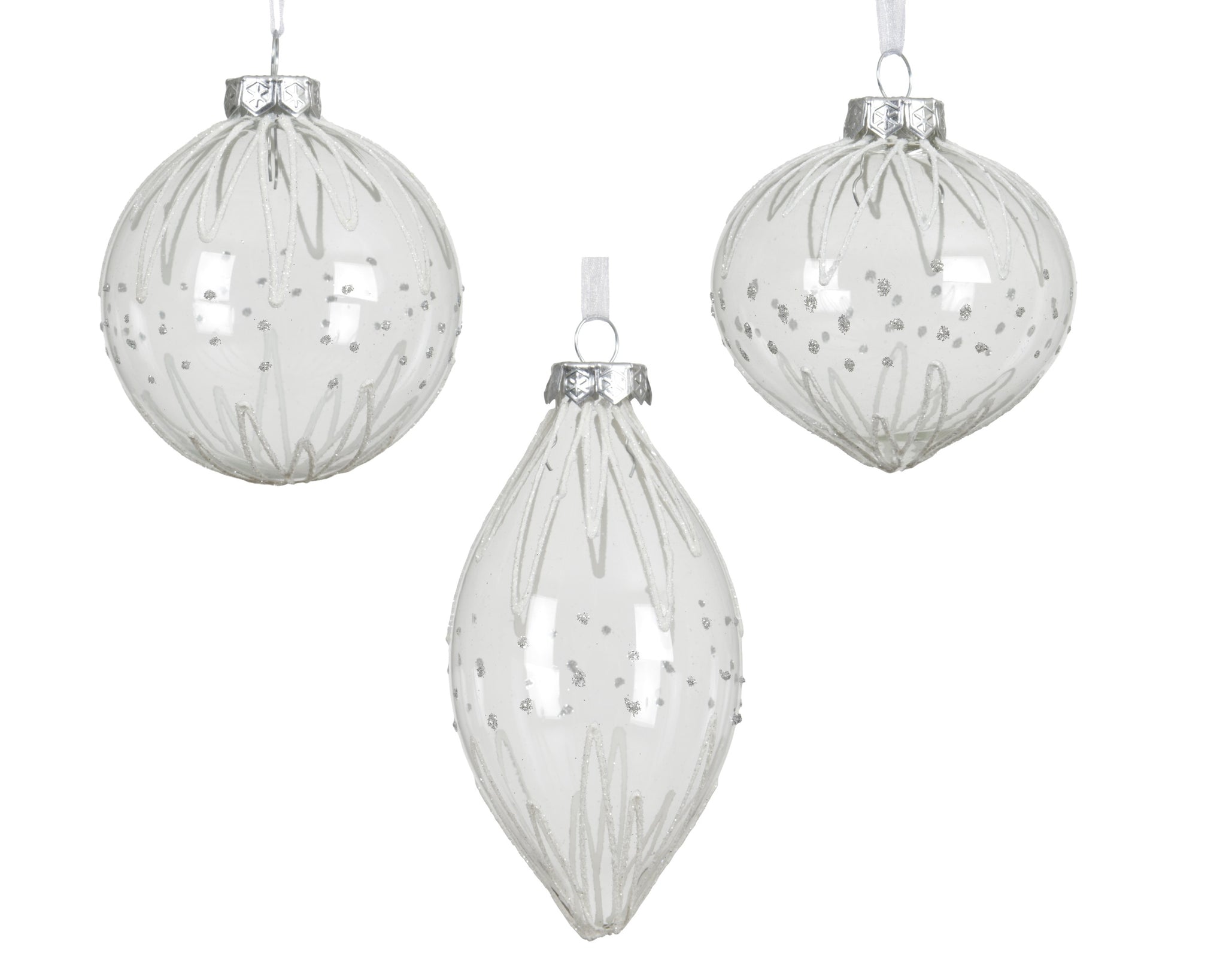 Decoris Decorated Glass Christmas Bauble Transparent - Assorted