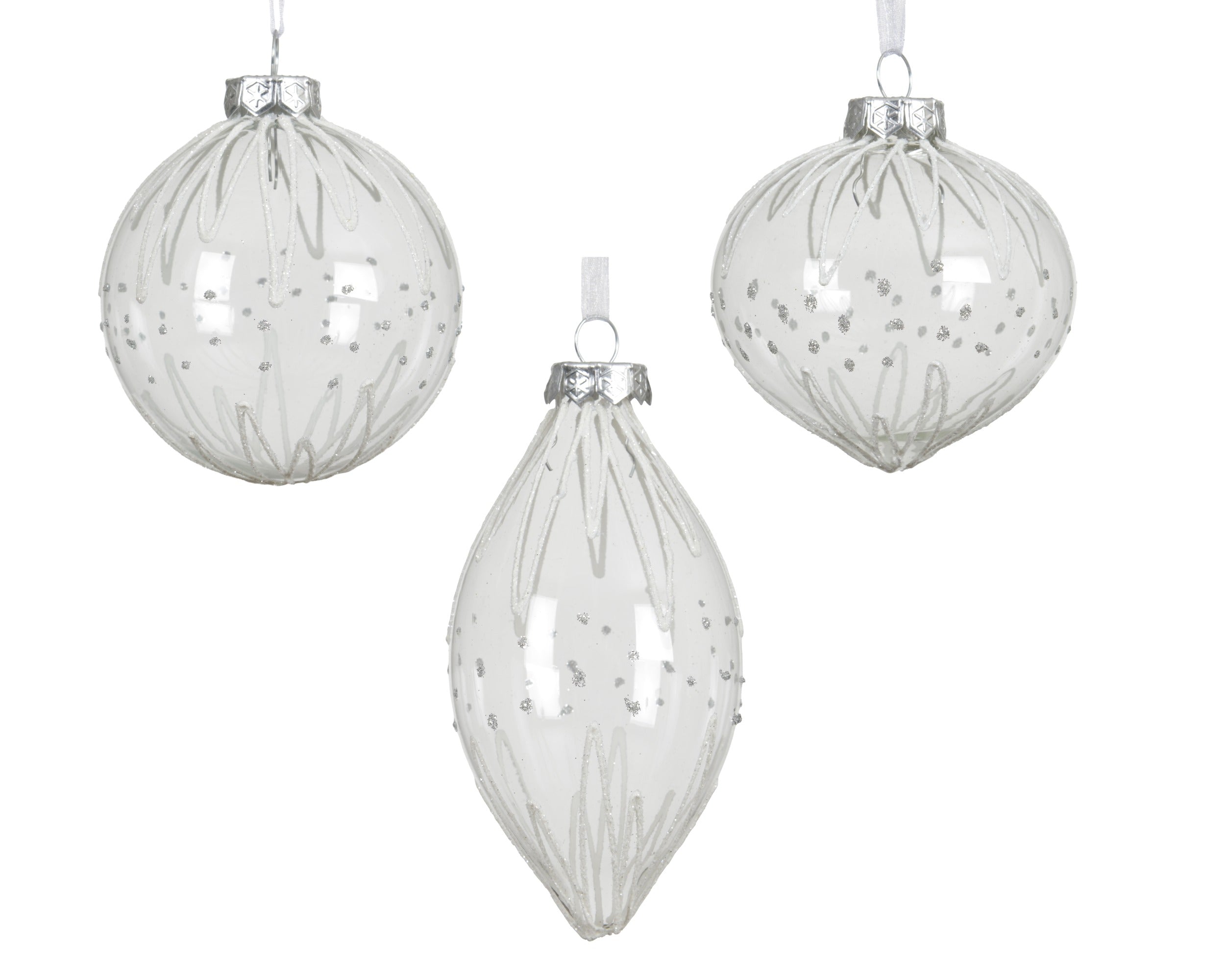 Decoris Decorated Glass Christmas Bauble Transparent - Assorted