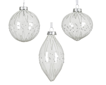Decoris Decorated Glass Christmas Bauble Transparent - Assorted