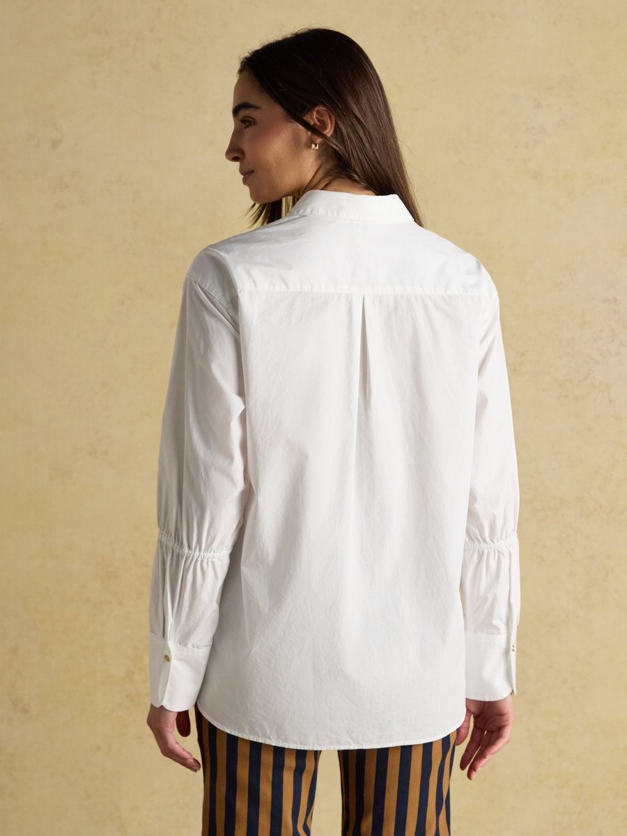 Bianca White Bib Detail Shirt - RUTHERFORD & Co