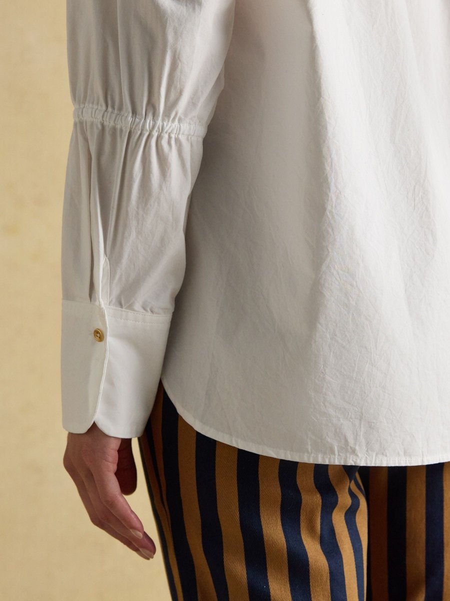 Bianca White Bib Detail Shirt - RUTHERFORD & Co