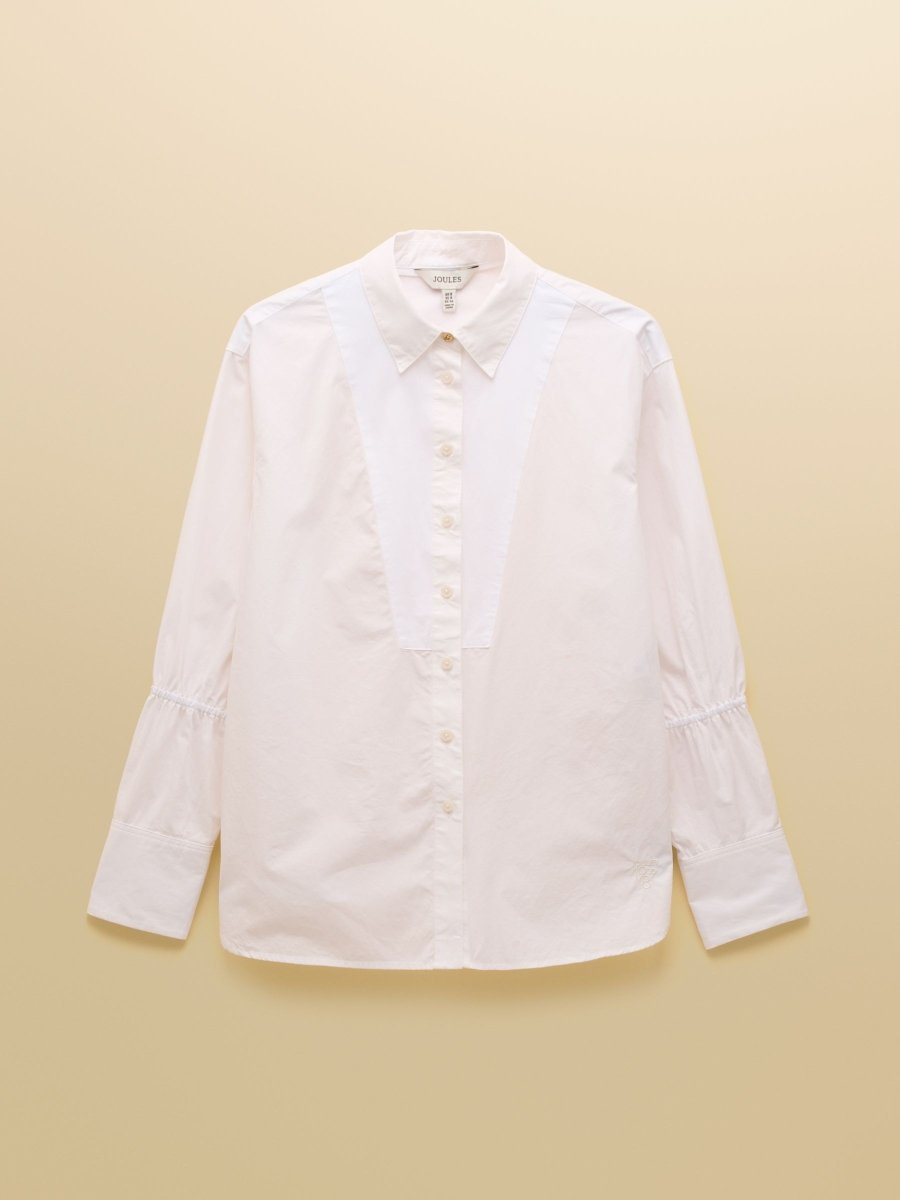 Bianca White Bib Detail Shirt - RUTHERFORD & Co