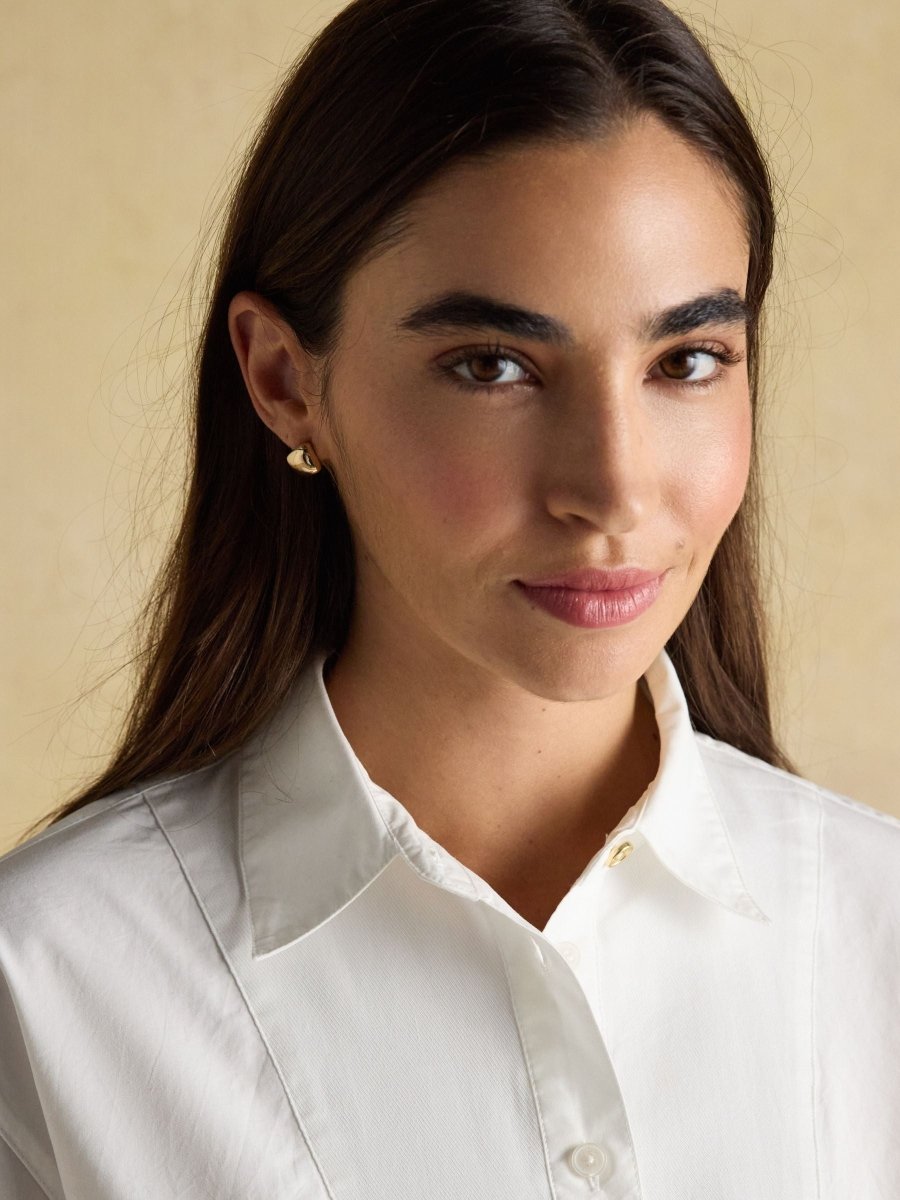 Bianca White Bib Detail Shirt - RUTHERFORD & Co